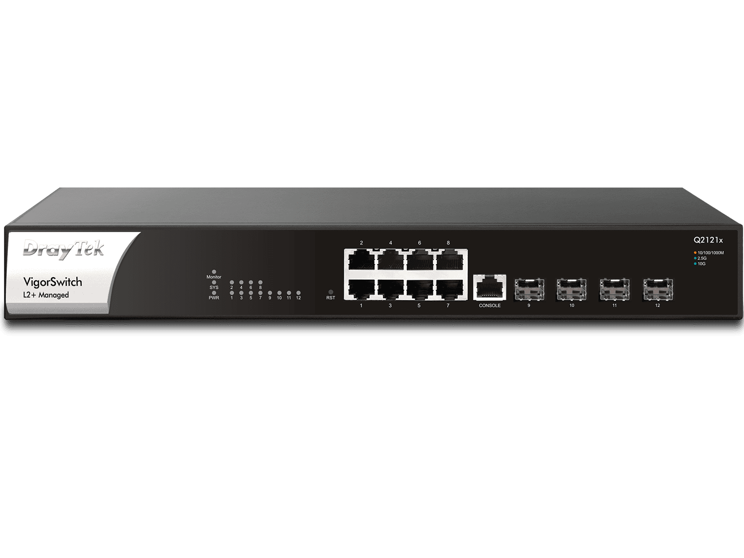 Draytek Switch 355mm DrayTek VigorSwitch  Q-2121X  4*SFP+/ 8*XG retail (VSWITCHQ2121X-DE-AT-CH) thumbnail