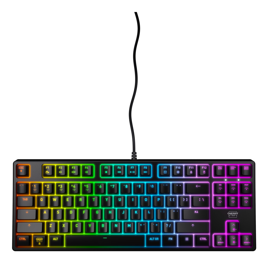 CHERRY K4V2 TKL toetsenbord Gamen USB QWERTY Amerikaans Engels Zwart (CX-K4V2-RGB-TKL-R-US) thumbnail