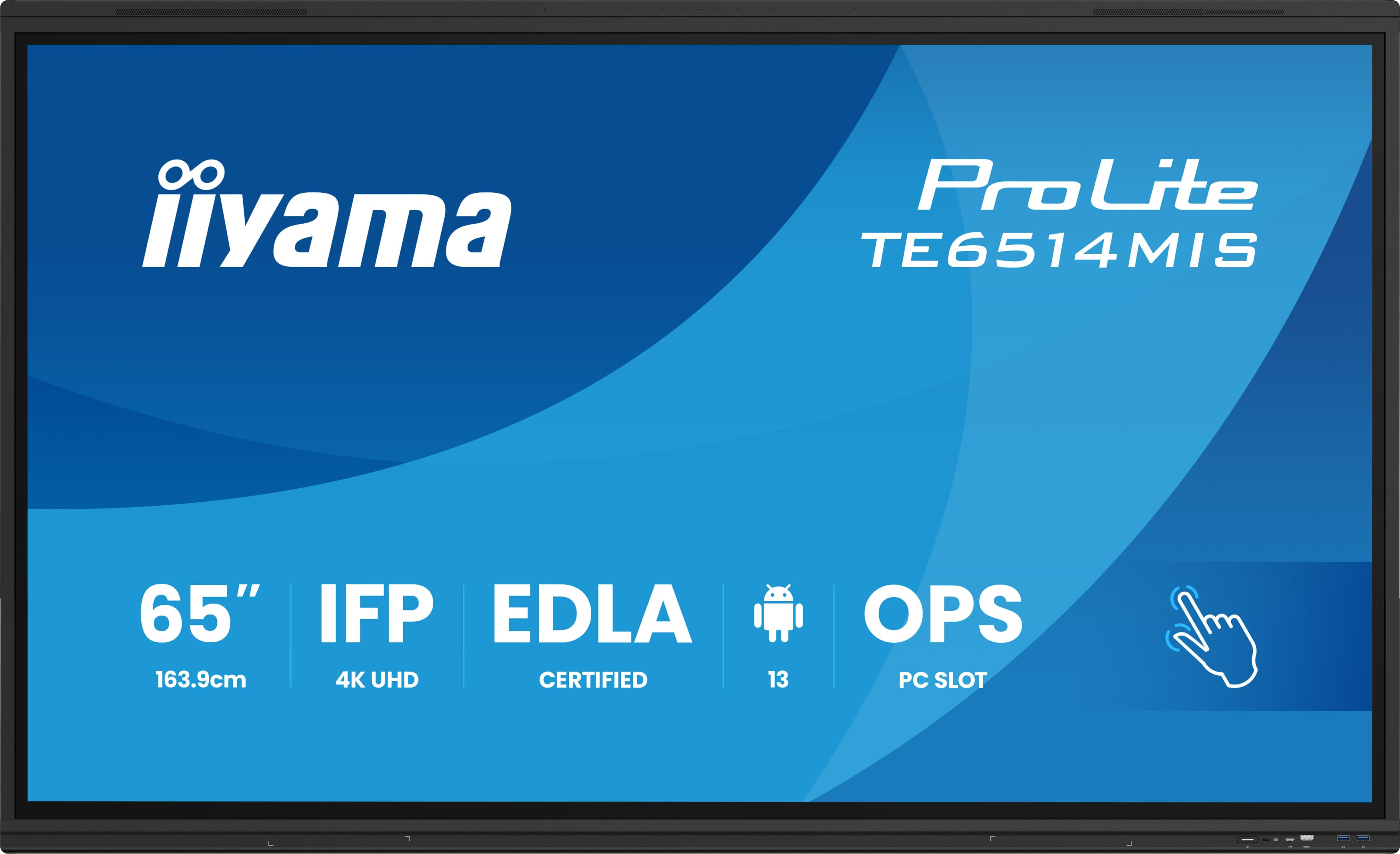 iiyama PROLITE TE6514MIS-B2AG Kiosk-ontwerp 165,1 cm (65") LCD Wifi 435 cd/m² 4K Ultra HD Zwart Touchscreen Type processor Android 24/7 (TE6514MIS-B2AG) thumbnail