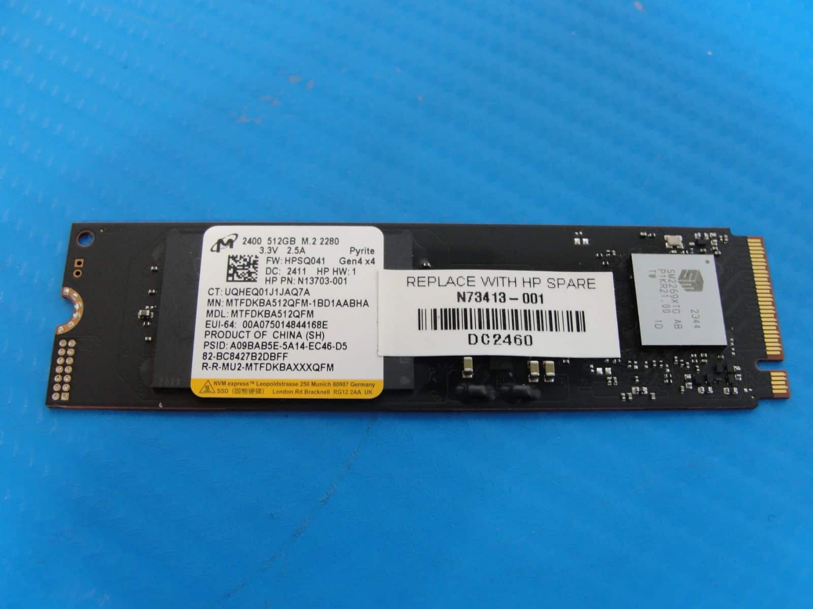 HP SKO-SSD 512G PCIE4X4 2280 NVME M.2-NO SG (N73413-001) thumbnail