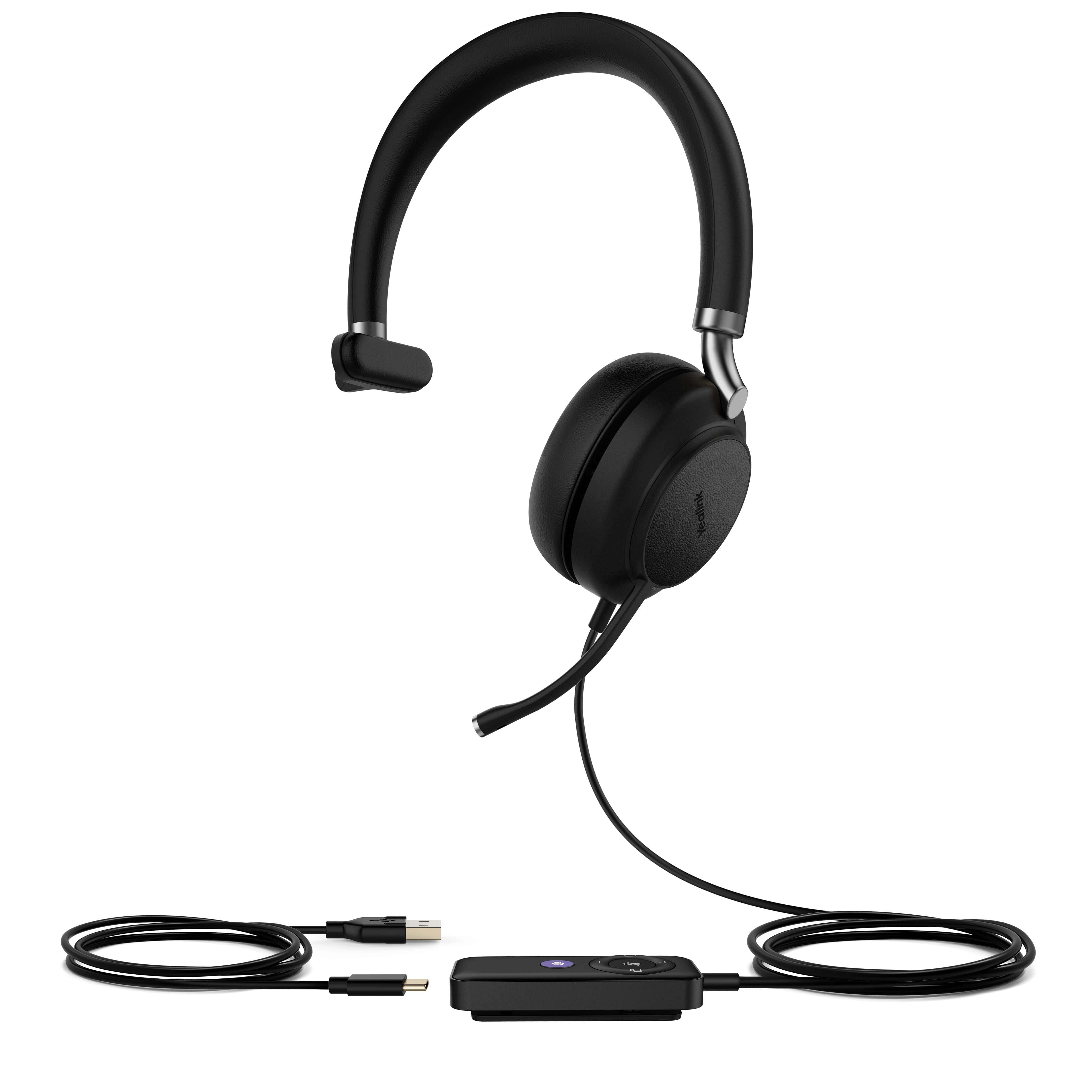 Yealink UH38 Mono Teams Headset Bedraad en draadloos Hoofdband Oproepen/muziek USB Type-C Bluetooth Zwart (1308083) thumbnail