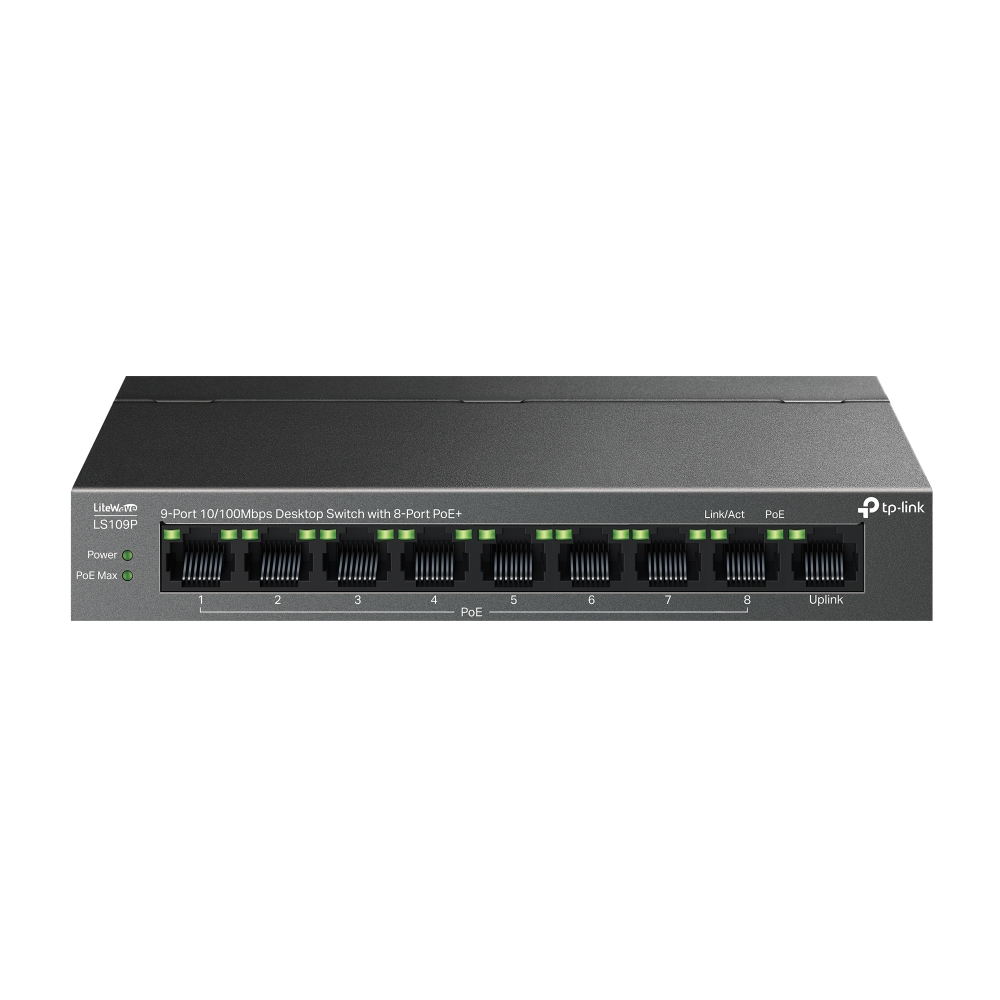 TP-Link LiteWave LS109P netwerk-switch Unmanaged Fast Ethernet (10/100) Power over Ethernet (PoE) Zwart (LS109P) thumbnail