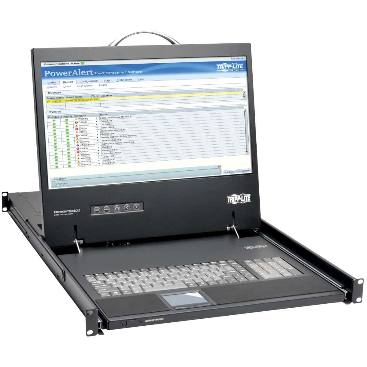 Tripp Lite B021-000-19-HD2 rack console 48,3 cm (19) 1920 x 1080 Pixels Zwart 1U (B021-000-19-HD2) thumbnail