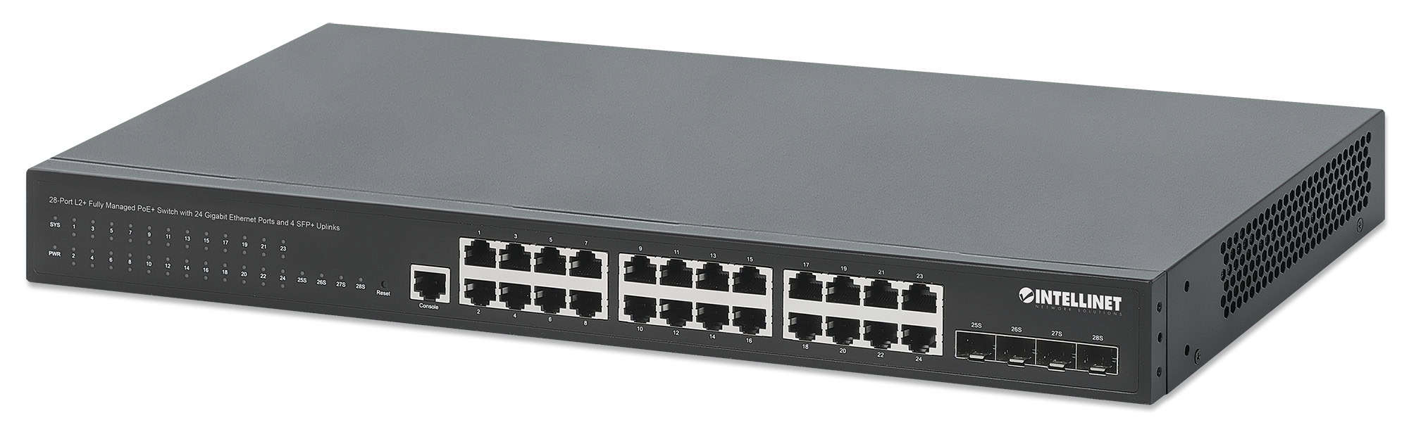 Intellinet 561846 netwerk-switch Managed L2+ Gigabit Ethernet (10/100/1000) Power over Ethernet (PoE) 1U Zwart (561846) thumbnail Intellinet 561846 netwerk-switch Managed L2+ Gigabit Ethernet (10/100/1000) Power over Ethernet (PoE) 1U Zwart (561846) thumbnail