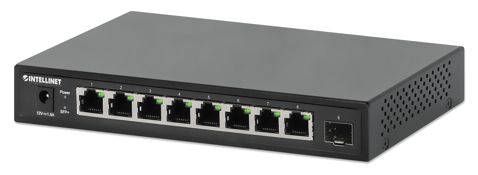Intellinet 9-poorts 2.5G multi-gigabit netwerk switch, 8x 2.5G RJ45-poorten + 1x 10G SFP+ uplink, onbeheerde switch, desktopformaat, wandmontage mogelijk, 3 jaar garantie (562096) thumbnail