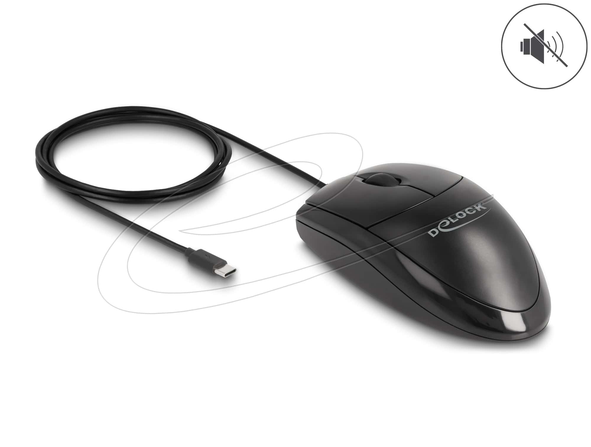 DELOCK Optische USB Type-C Desktop Maus - Lautlos (12114) thumbnail