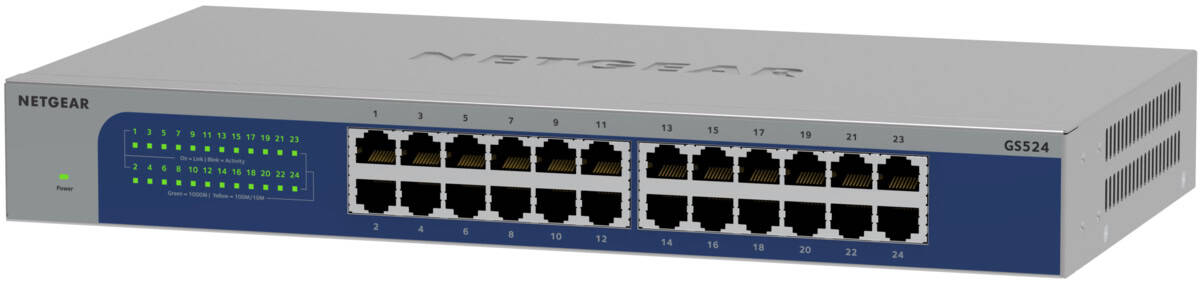 NETGEAR GS524-300EUS netwerk-switch Unmanaged Gigabit Ethernet (10/100/1000) Grijs (GS524-300EUS) thumbnail