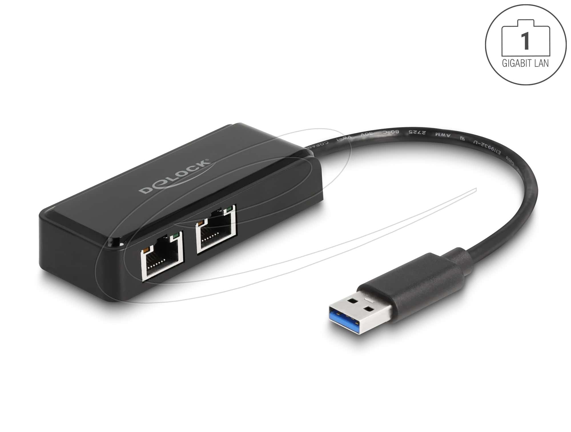DELOCK USB Typ-A Adapter zu 2 x Gigabit LAN (64194) thumbnail