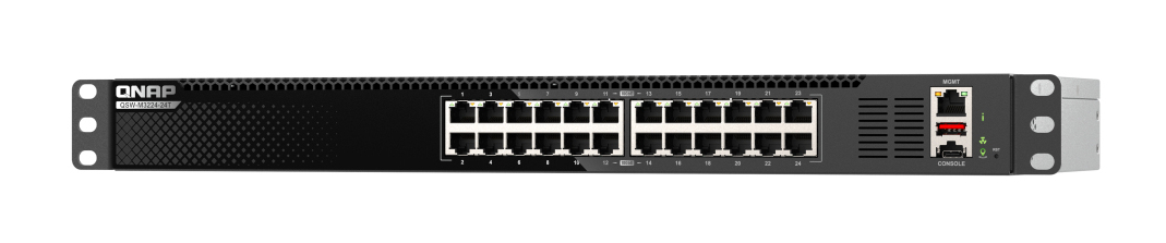 QNAP QSW-M3224-24T netwerk-switch Managed L3 10G Ethernet (100/1000/10000) 1U Zwart, Zilver (QSW-M3224-24T) thumbnail