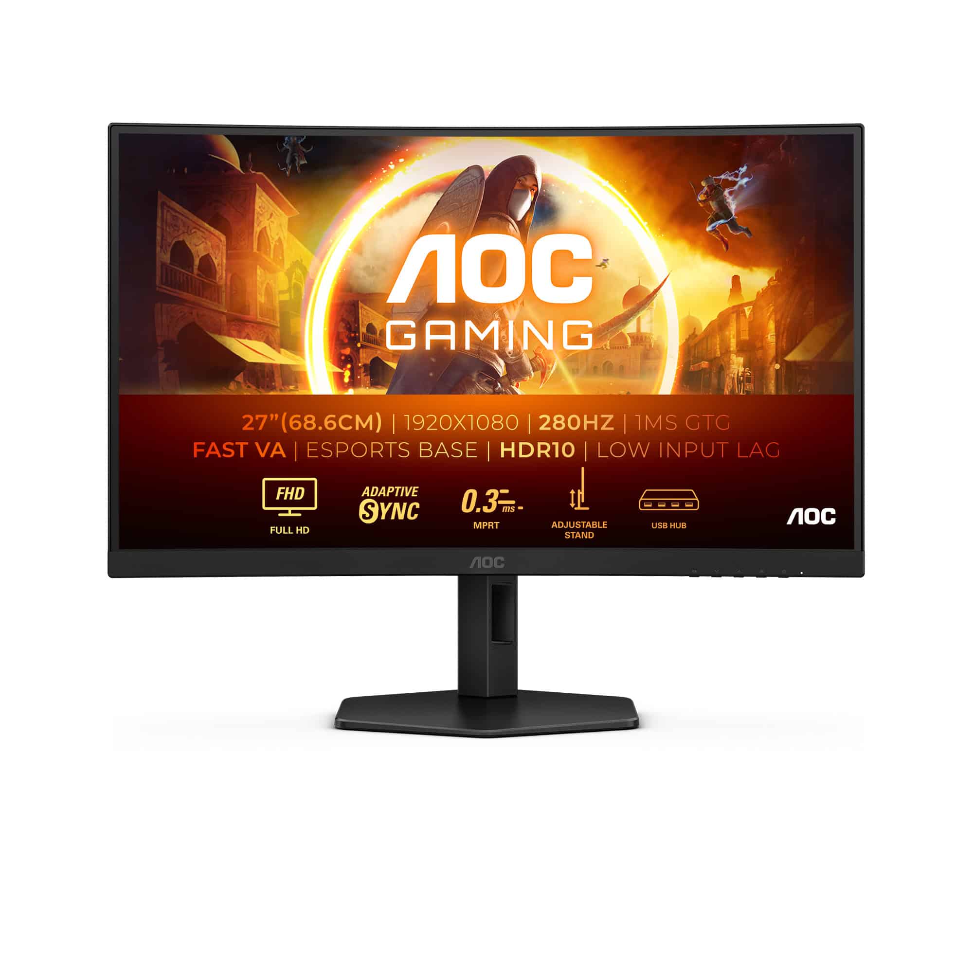 AOC G4 C27G4ZXU computer monitor 68,6 cm (27) 1920 x 1080 Pixels Full HD LED Zwart (C27G4ZXU) thumbnail
