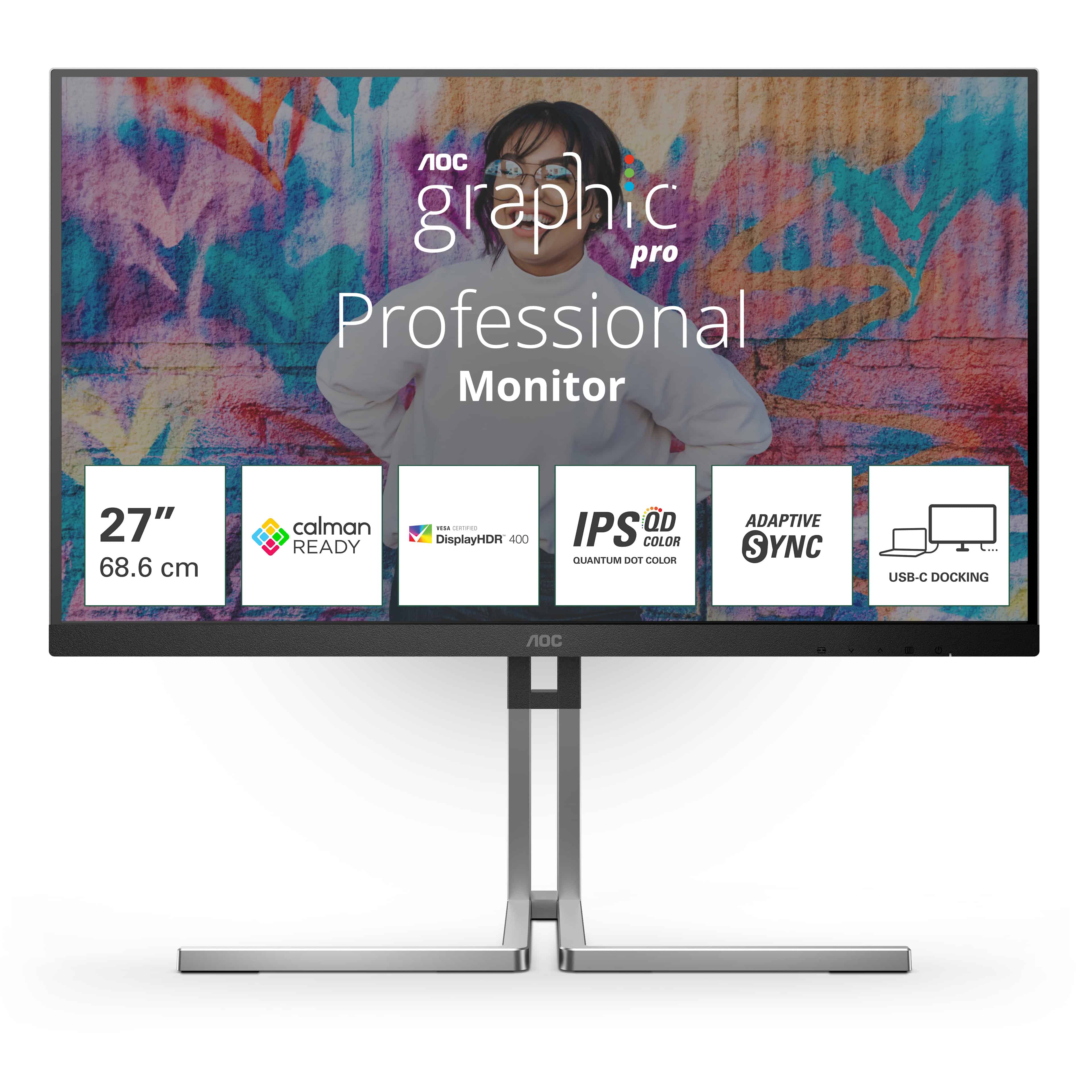 AOC Q27U3CV computer monitor 68,6 cm (27) 2560 x 1440 Pixels 4K Ultra HD LCD Zwart (Q27U3CV) thumbnail