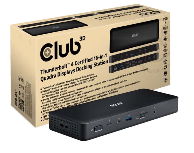 CLUB3D Thunderbolt 4 16-in-1 Quadra(4) Displays Dockingstation (CSV-1583) thumbnail