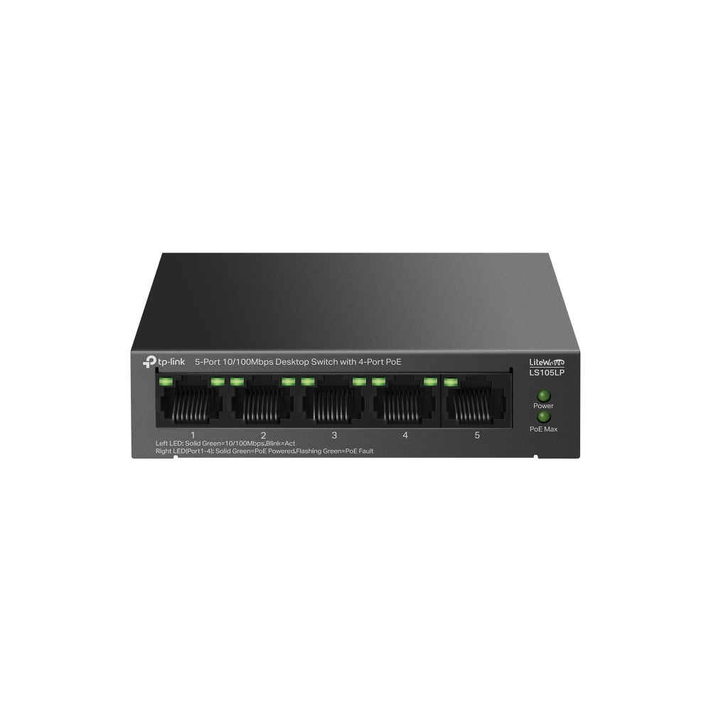 TP-Link LiteWave LS105P Unmanaged Fast Ethernet (10/100) Power over Ethernet (PoE) Zwart (LS105LP) thumbnail