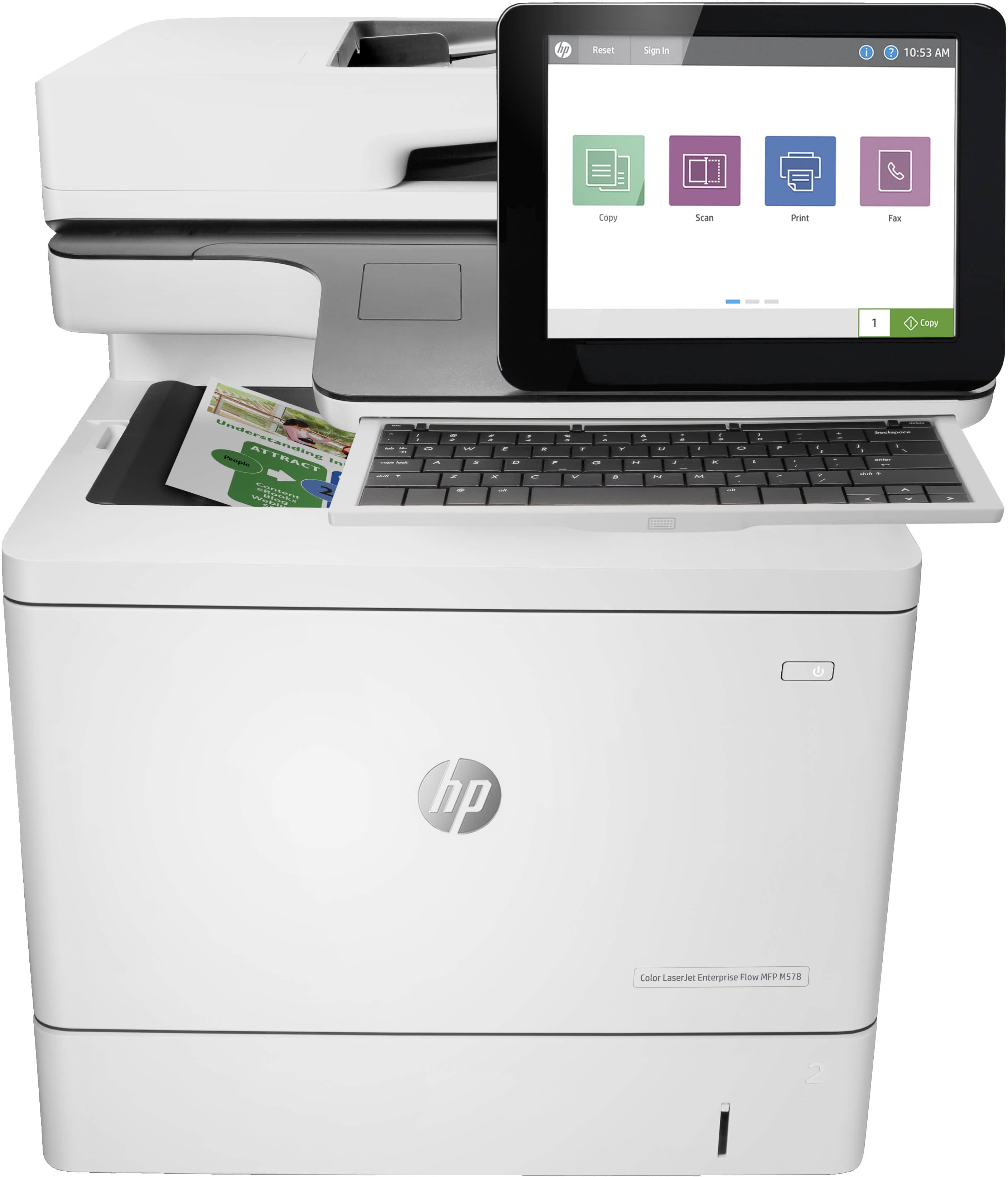 HP Color LaserJet Enterprise Flow MFP M578c, Printen, kopiëren, scannen, faxen, Dubbelzijdig printen; Automatische invoer voor 100 vellen; Energiezuinig (M578C) thumbnail