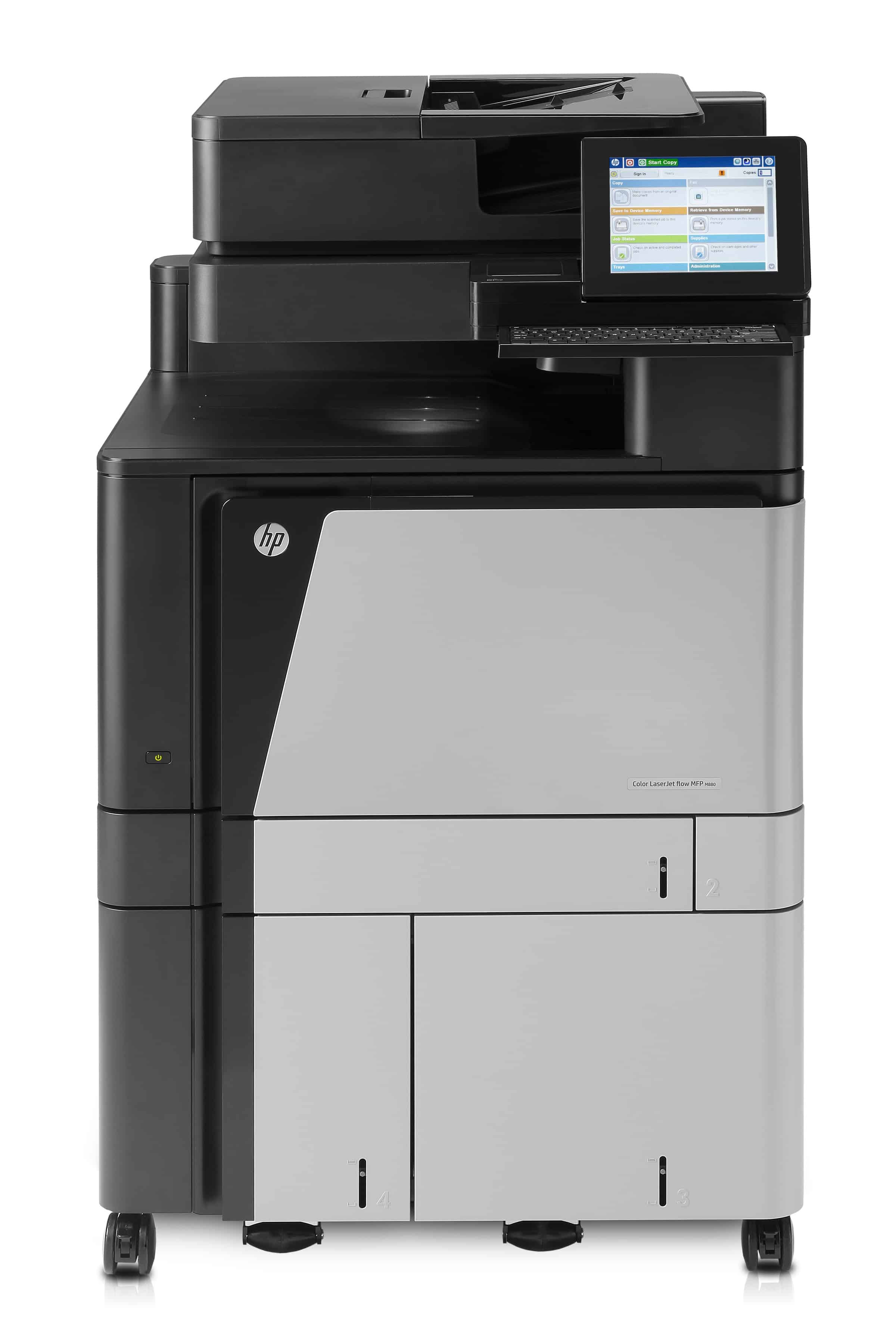 HP Color LaserJet Enterprise Flow M880z+ multifunctionele printer, Printen, kopiëren, scannen, faxen, Invoer voor 200 vel; Printen via USB-poort aan voorzijde; Scans naar e-mail/pdf; Dubbelzijdig printen (M880Z+) thumbnail