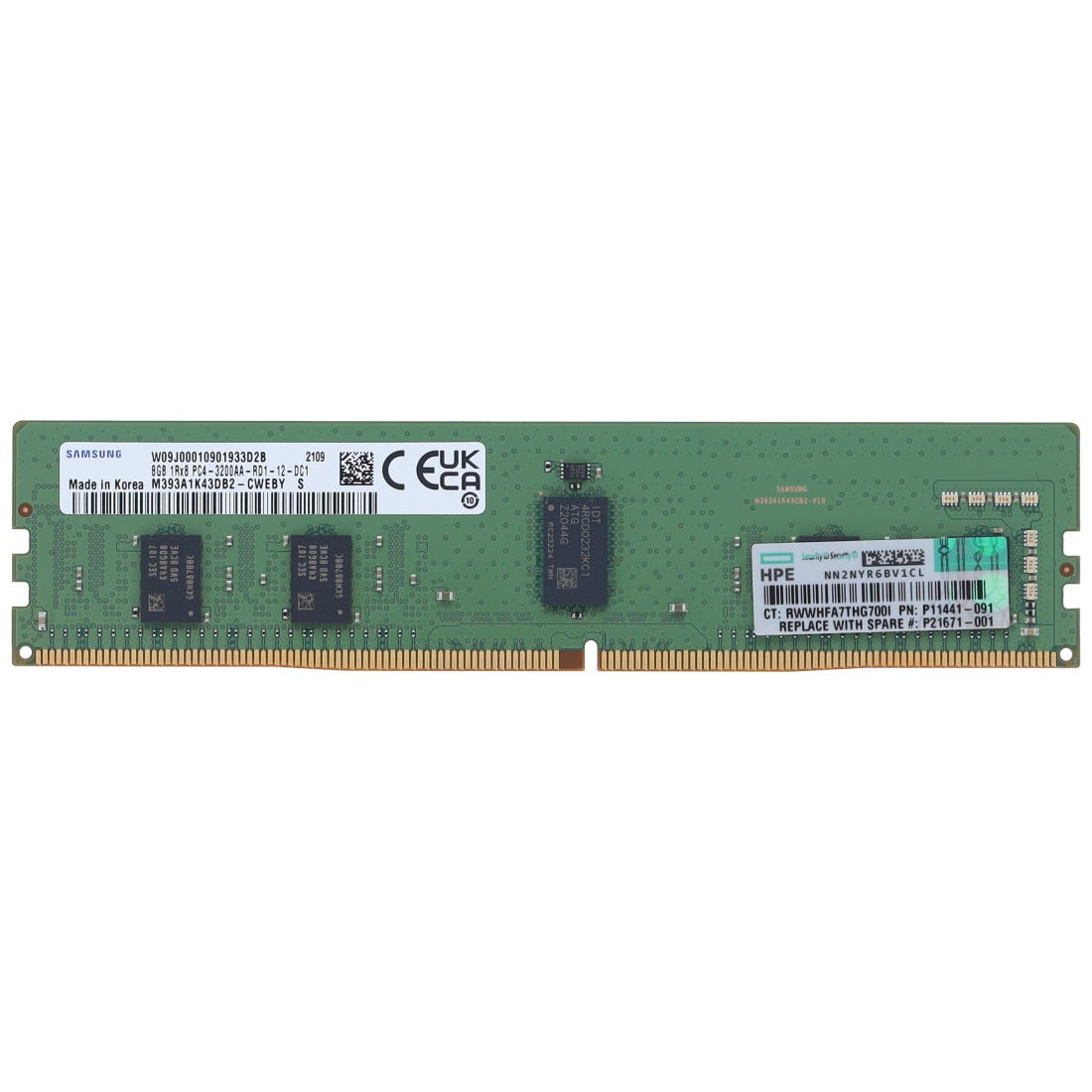 HP 8GB (1*8GB) 1RX8 PC4-25600AA-R DDR4-3200MHZ RDIMM (P07638-B21) thumbnail