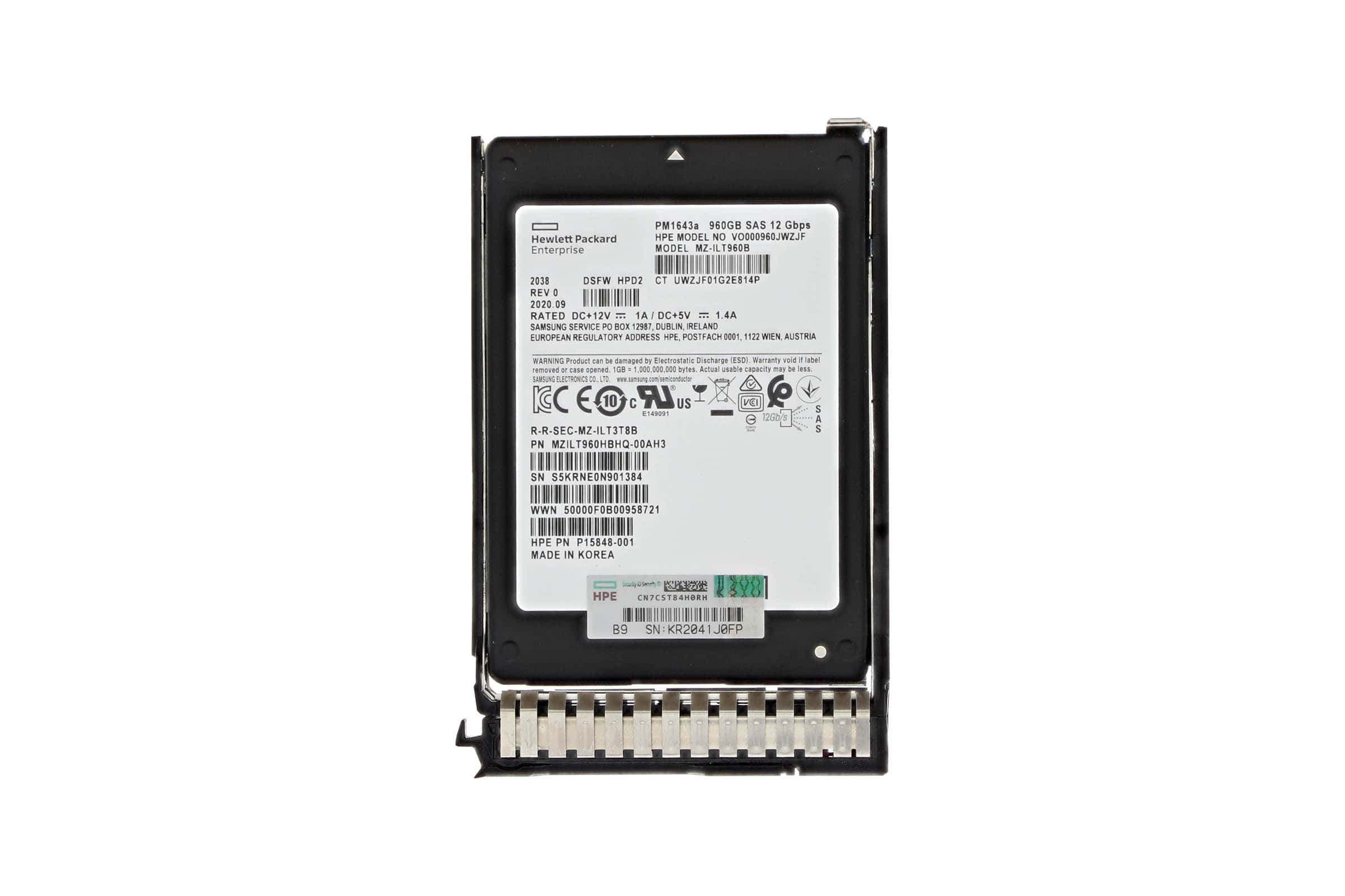 HPE 960GB SAS 12G RI SFF SC PM1643a SSD P19903-B21 (P20833-001) thumbnail