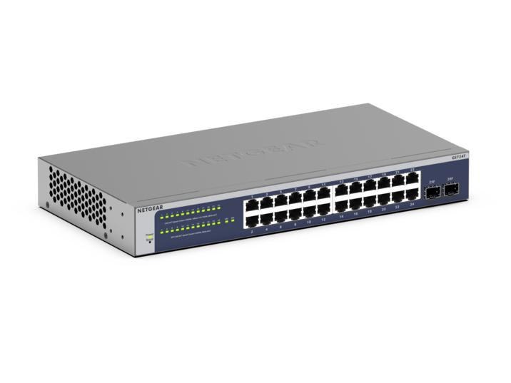 NETGEAR GS724Tv6 Managed L2+/L3 Gigabit Ethernet (10/100/1000) 1U Blauw, Grijs (GS724T-600EUS) thumbnail