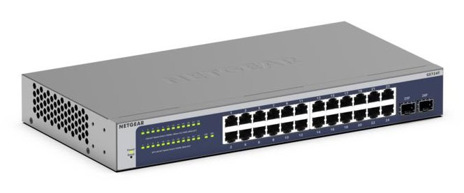 NETGEAR GS724Tv6 Managed L2+/L3 Gigabit Ethernet (10/100/1000) 1U Blauw, Grijs (GS724T-600EUS) thumbnail
