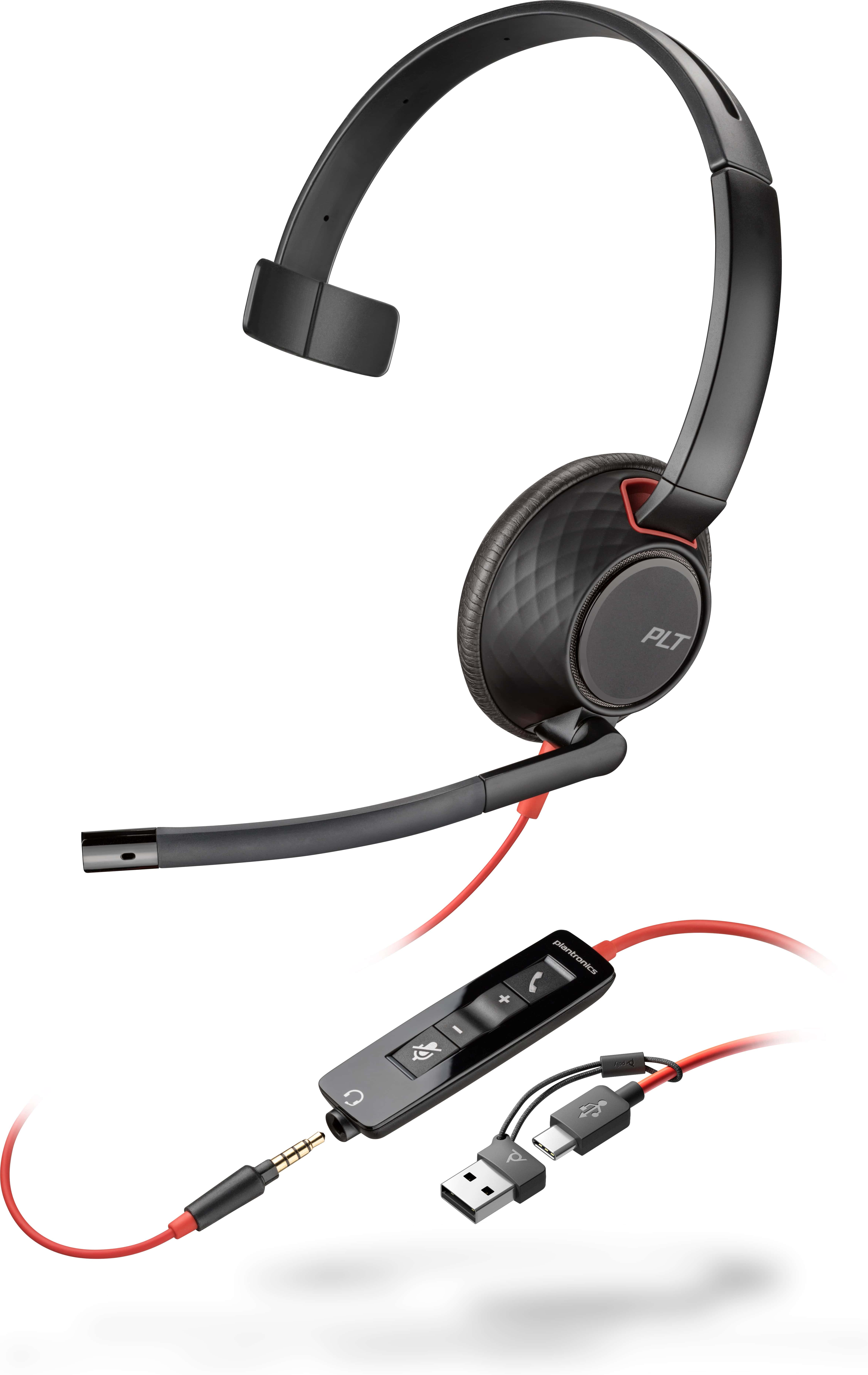 POLY Blackwire 5210 mono USB-C-headset + 3,5 mm stekker + USB-C/A-adapter (8X230AA) thumbnail