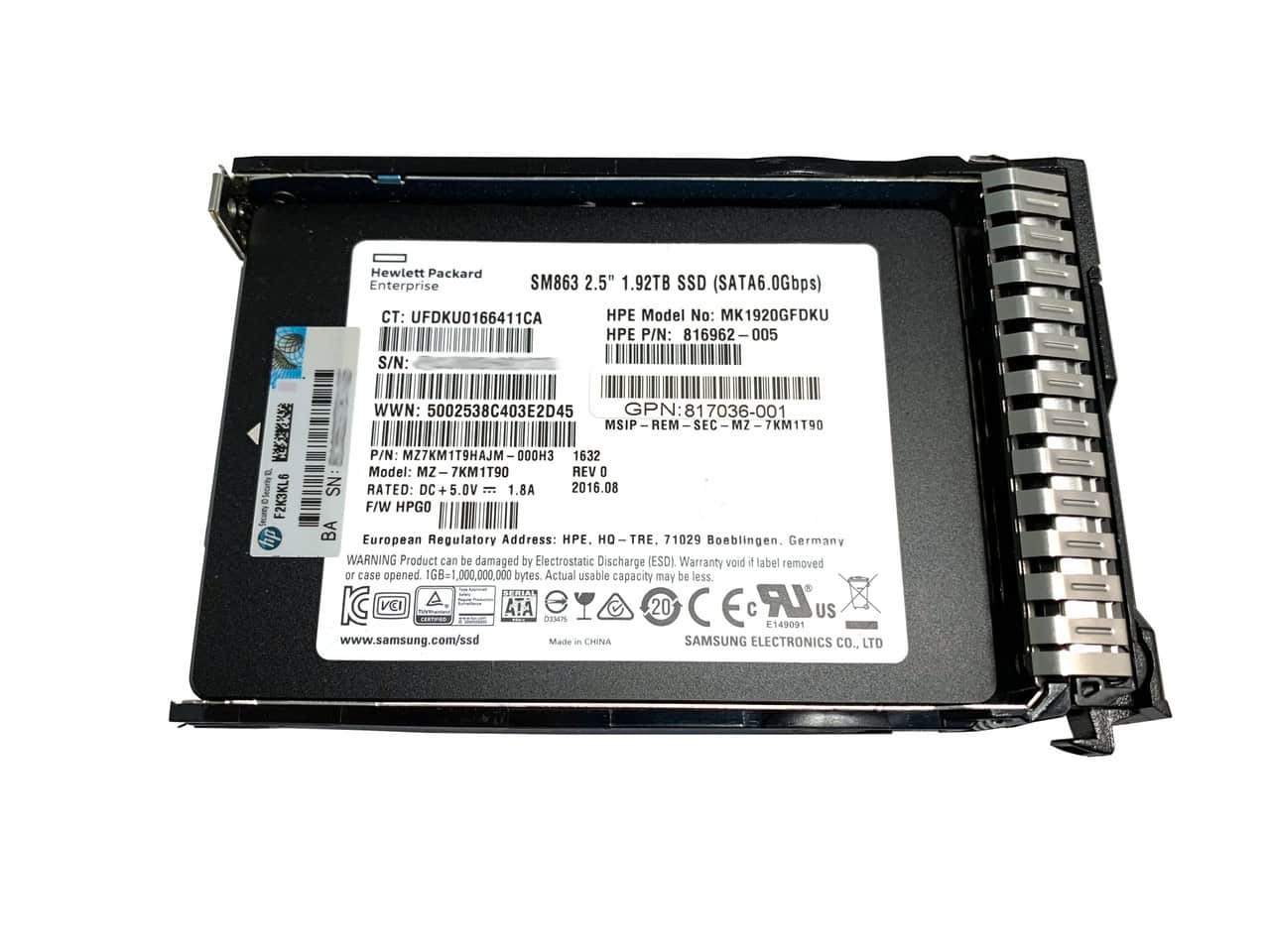 HP SPS-DRV SSD 1.92TB SFF SATA MU RW DS (P09728-B21) thumbnail