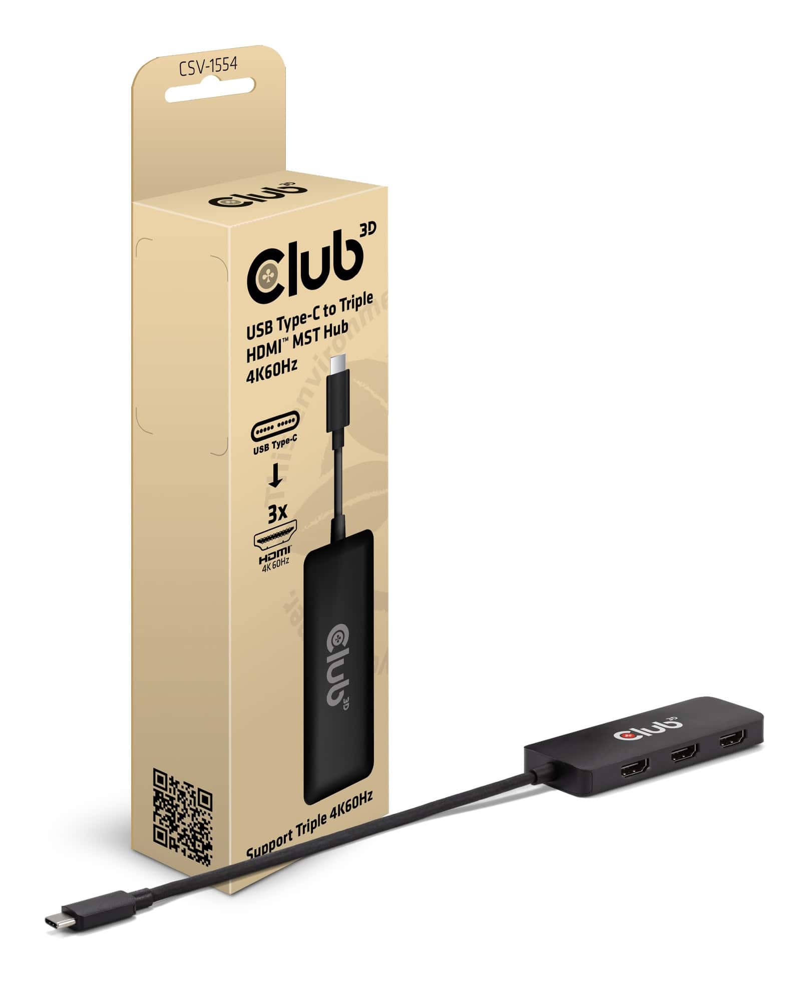 CLUB3D CSV-1554 interface hub USB Type-C Zwart (CSV-1554) thumbnail