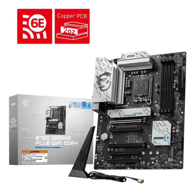 MSI B760 GAMING PLUS WIFI DDR4 moederbord Intel B760 LGA 1700 ATX (7D98-043R) thumbnail