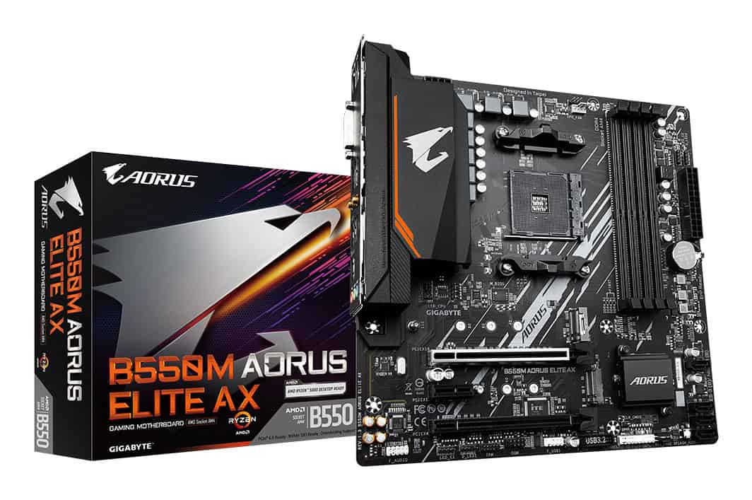 GIGABYTE B550M AORUS ELITE AX moederbord AMD B550 Socket AM4 micro ATX (B550M AORUS ELITE AX) thumbnail