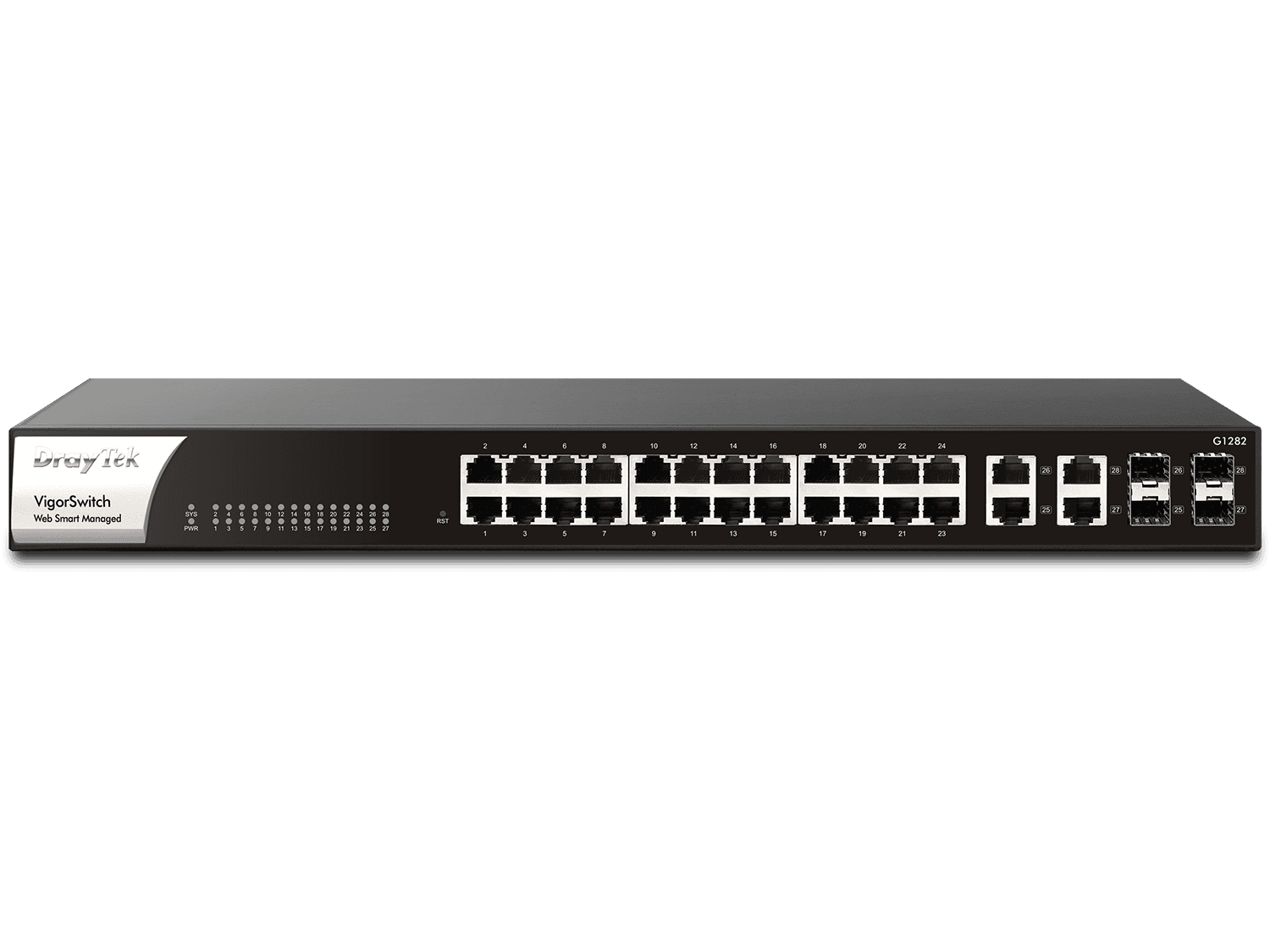 Draytek Switch 440mm DrayTek VigorSwitch  G-1282  4*Kombo/24*GE retail (VSWITCHG1282-DE-AT-CH) thumbnail