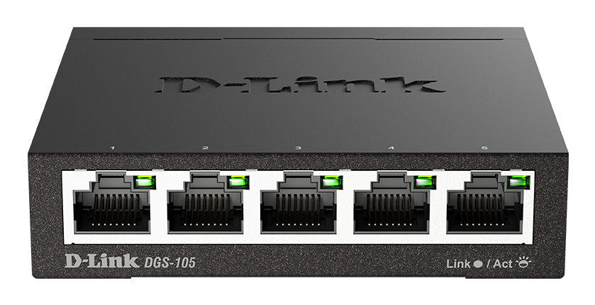 D-Link DGS-105 Unmanaged L2 Gigabit Ethernet (10/100/1000) Zwart (DGS-105) thumbnail