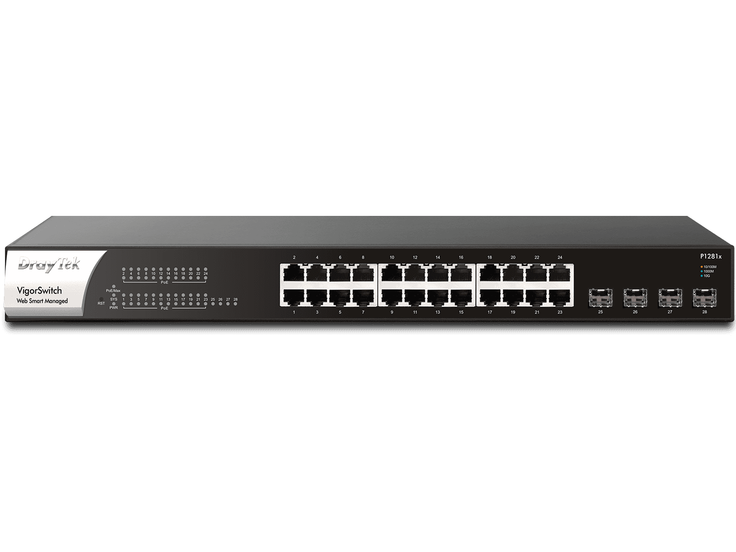 Draytek Switch 440mm DrayTek VigorSwitch  P-1281X  4*SFP+/24*GE/PoE (VSWITCHP1281X-DE-AT-CH) thumbnail
