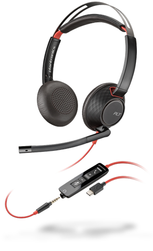 POLY Blackwire 5220 Headset Bedraad Hoofdband Oproepen/muziek USB Type-C Zwart, Rood (207586-203) thumbnail