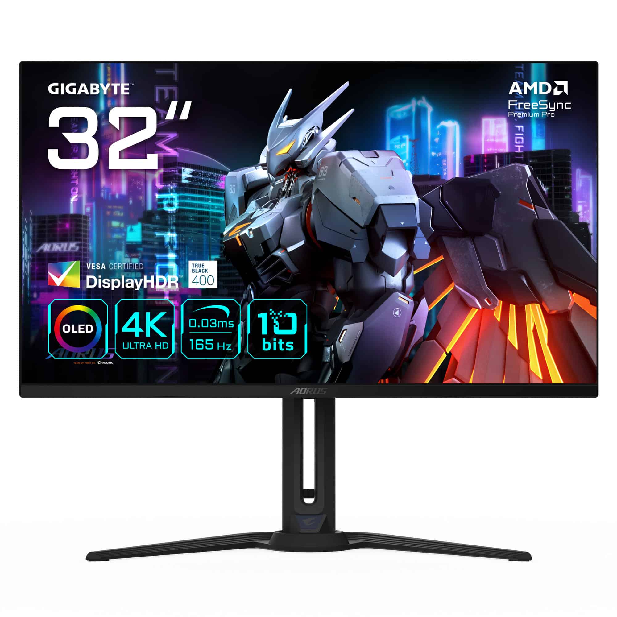 GIGABYTE AORUS FO32U EK computer monitor 80 cm (31.5) 3840 x 2160 Pixels 4K Ultra HD OLED Zwart (AORUS FO32U) thumbnail