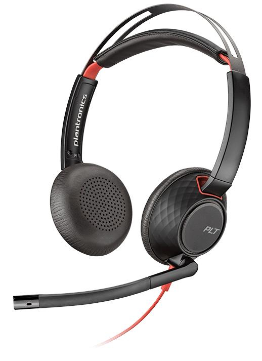 POLY Blackwire 5220 Headset Bedraad Hoofdband Oproepen/muziek USB Type-C Zwart, Rood (207586-01) thumbnail