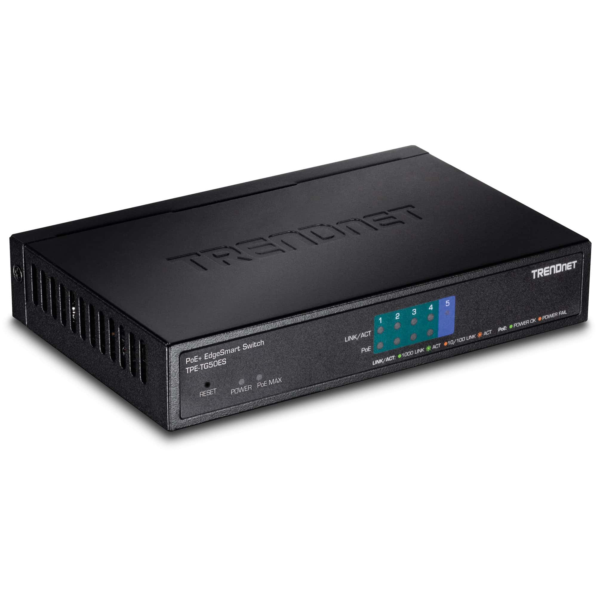 TRENDnet Switch  5-Port Gibit EdgeSmart PoE+ (31W) (TPE-TG50ES) thumbnail