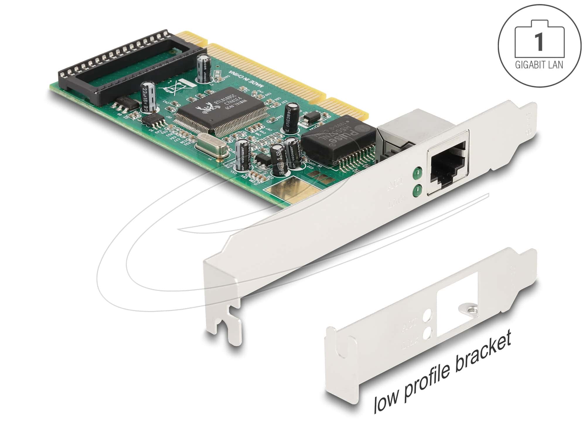 DELOCK PCI Karte zu 1 x RJ45 Gigabit LAN RTL (88084) thumbnail