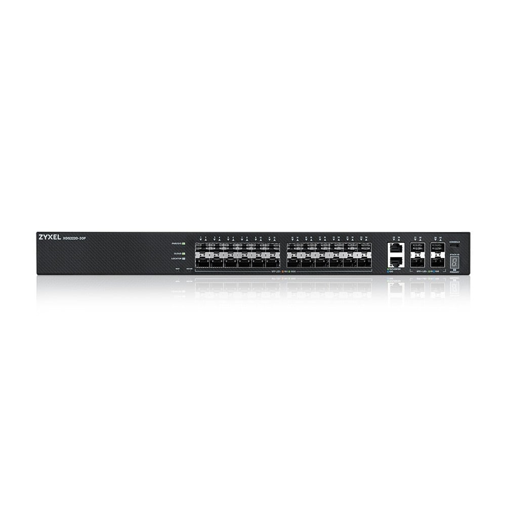 ZyXEL XGS2220-30HP L3 Access Switch 400W PoE 16xPoE+/10xPoE++ 24x1G RJ45 2x10mG RJ45 4x10G SFP+ Uplink incl. 1 yr NebulaFlex Pro (XGS222030HPEU0101F) thumbnail
