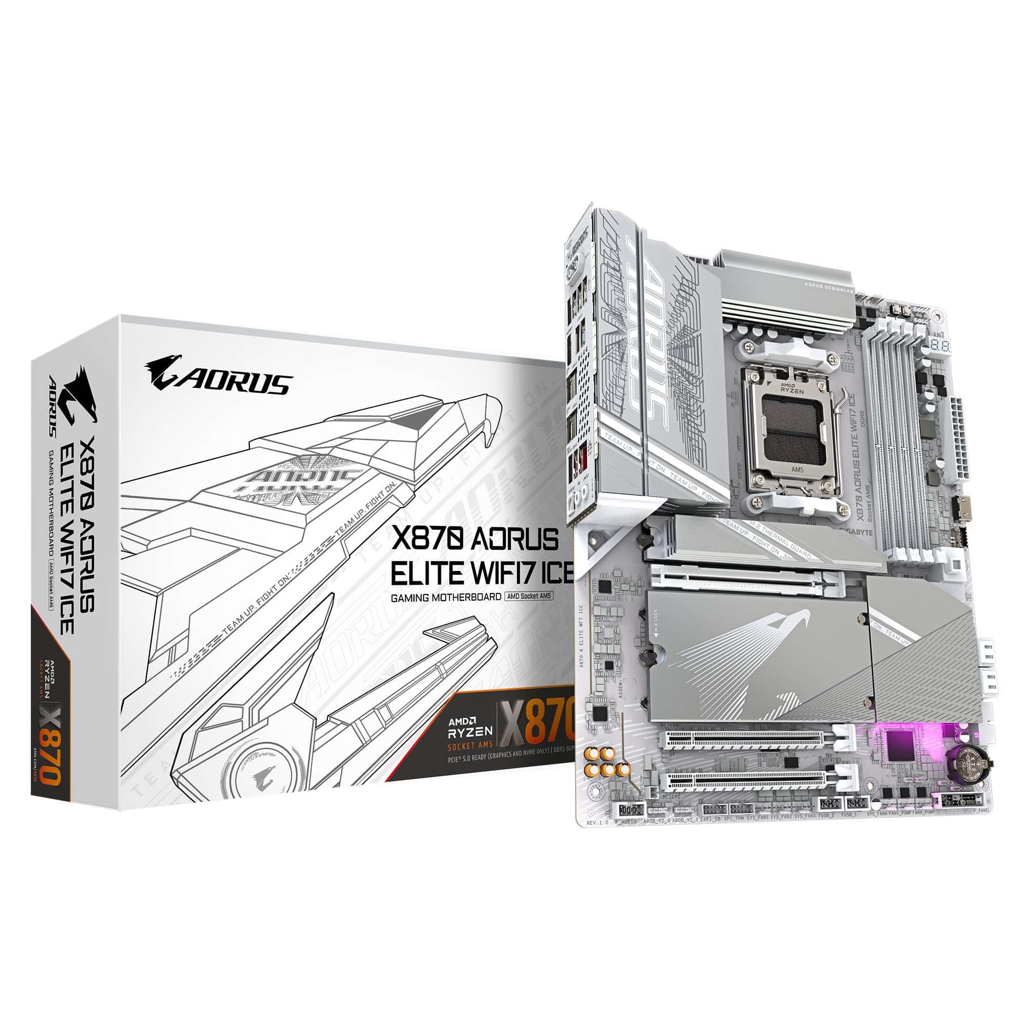 GIGABYTE X870 AORUS ELITE WIFI7 ICE AMD X870 Socket AM5 ATX (X870 A ELITE WF7 ICE) thumbnail