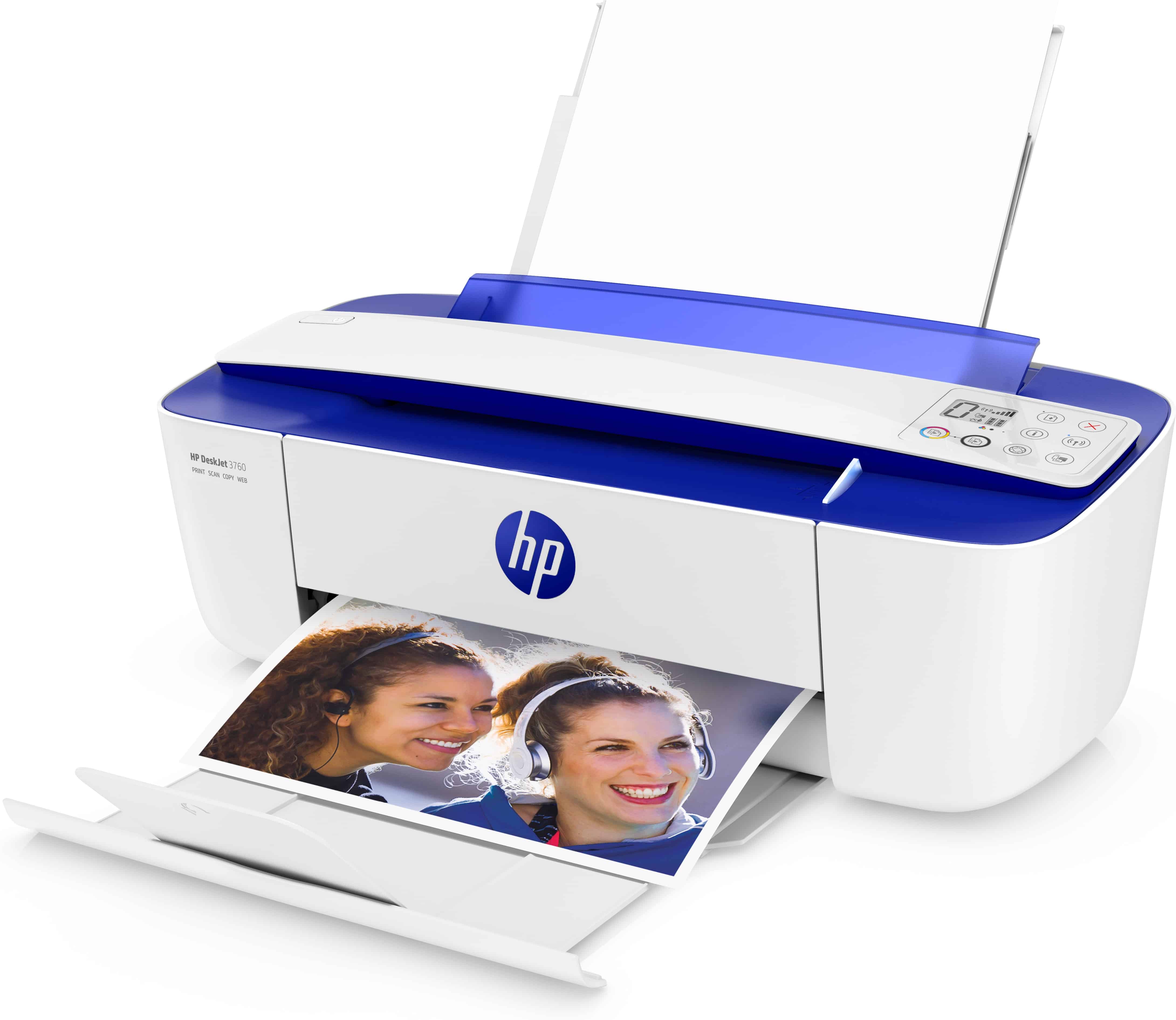 HP DeskJet 3760 All-in-One printer, Kleur, Printer voor Home, Afdrukken, kopiëren, scannen, draadloos, Draadloos; Geschikt voor Instant Ink; Printen vanaf een telefoon of tablet; Scannen naar pdf (T8X19B#629) thumbnail
