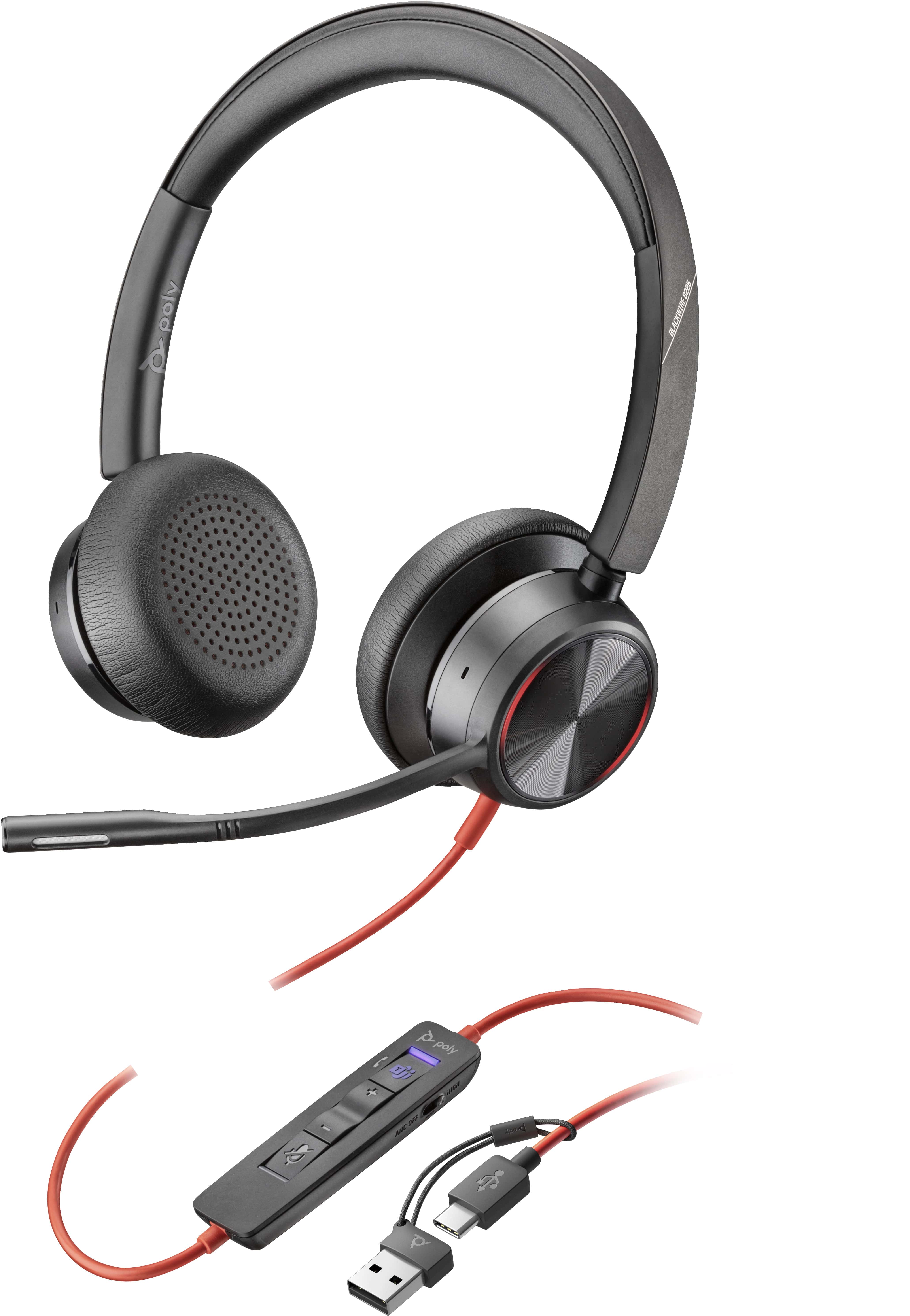 POLY Blackwire 8225 Stereo Microsoft Teams Certified USB-C Headset + USB-C/A adapter (8X225AA) thumbnail