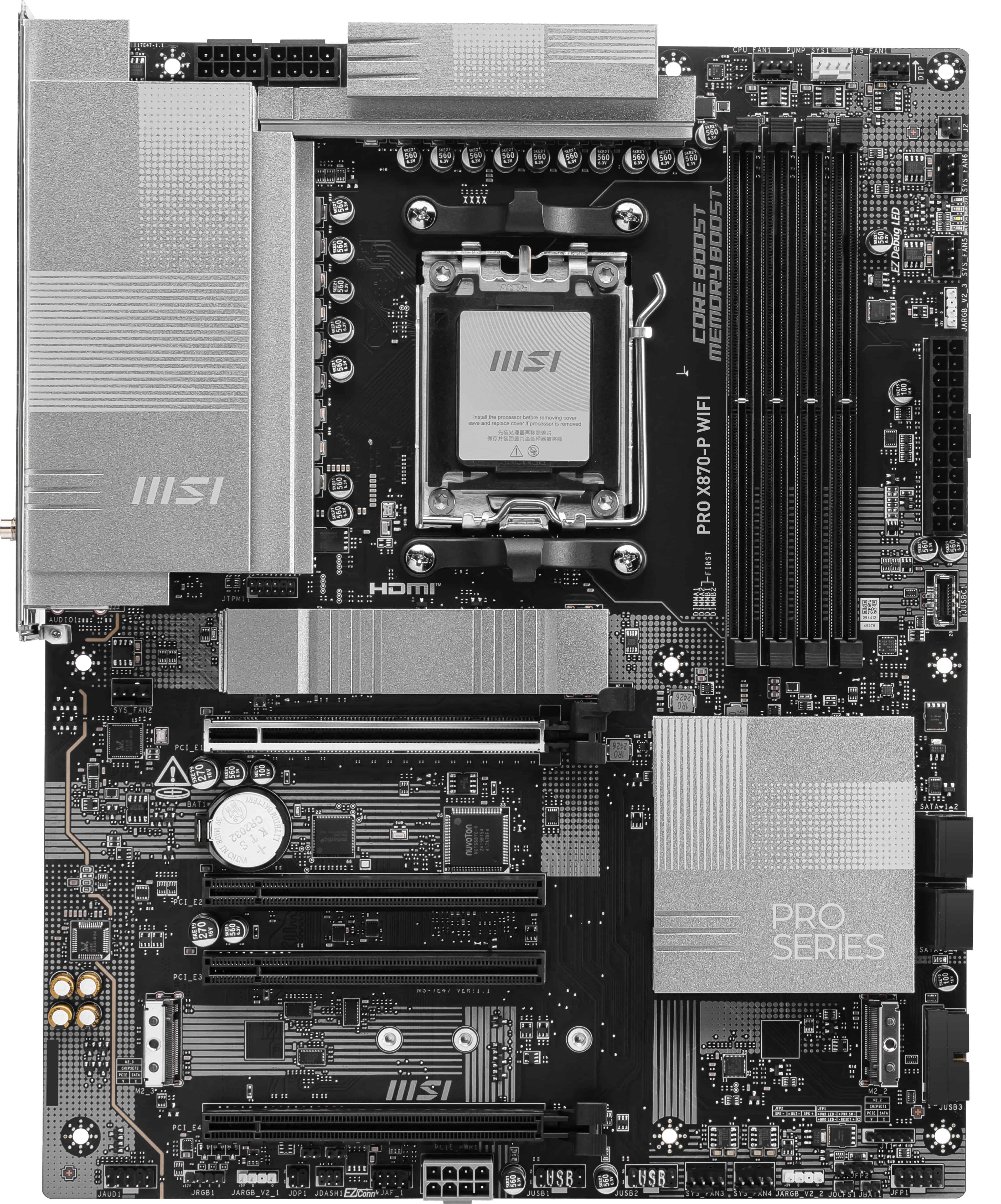 MSI PRO X870-P WIFI moederbord AMD X870 Socket AM5 ATX (7E47-001R) thumbnail