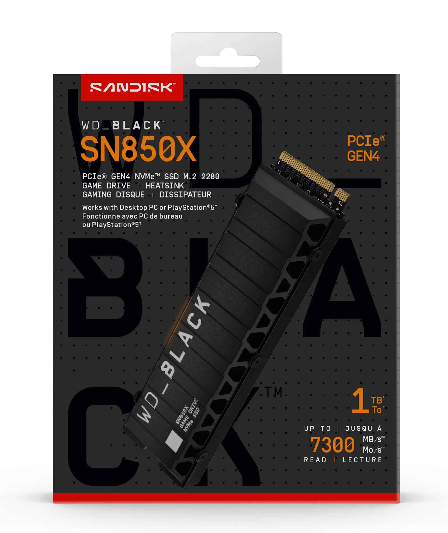 Sandisk WD Black SSD SN850X 1TB M.2 Heatsink (WDS100T2XHE-00BCA0) thumbnail