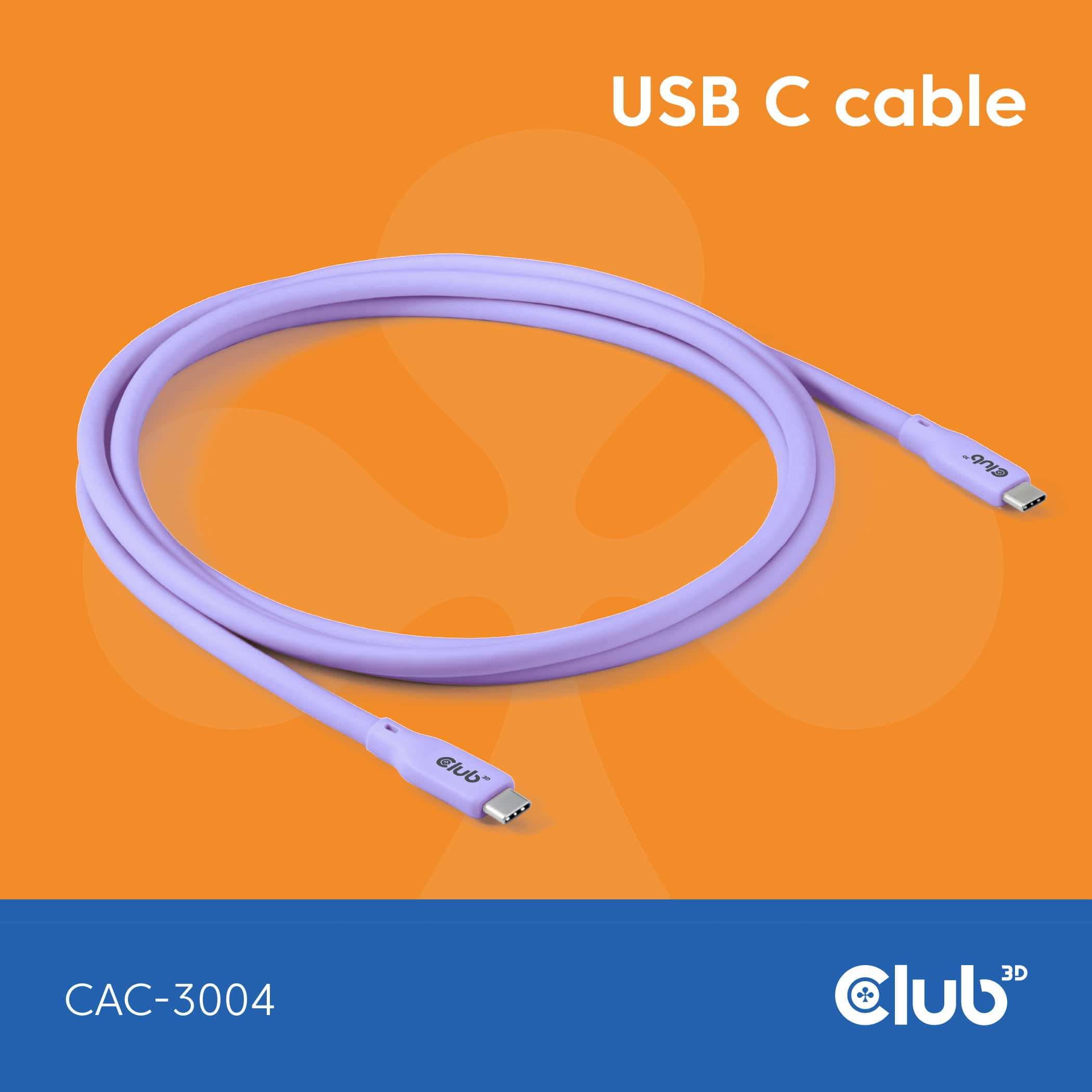 CLUB3D USB C oplaadkabel paars siliconen & tangle-free (CAC-3004) thumbnail