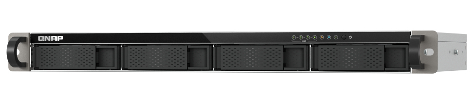 QNAP TS-433eU NAS Rack (1U) Cortex-A Cortex-A55 4 GB 0 TB QNAP Turbo System Zwart (TS-433EU) thumbnail