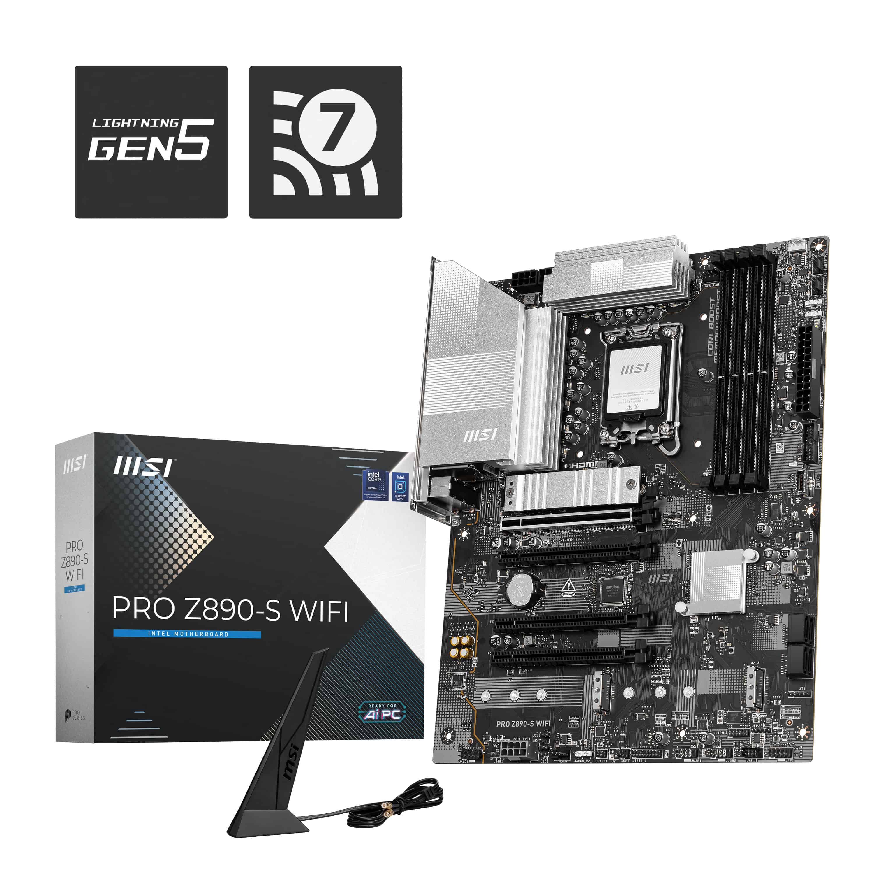 MSI PRO Z890-S WIFI moederbord Intel Z890 LGA 1851 (Socket V1) ATX (PRO Z890-S WIFI) thumbnail