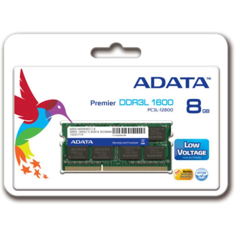 ADATA Premier geheugenmodule 8 GB 1 x 8 GB DDR3L 204-pin SO-DIMM (ADDS1600W8G11-S) thumbnail