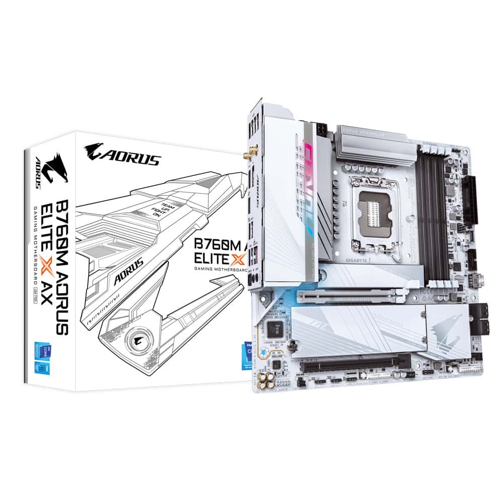 GIGABYTE B760M AORUS ELITE X AX moederbord Intel B760 Express LGA 1700 micro ATX (B760M AORUS ELITE X AX) thumbnail