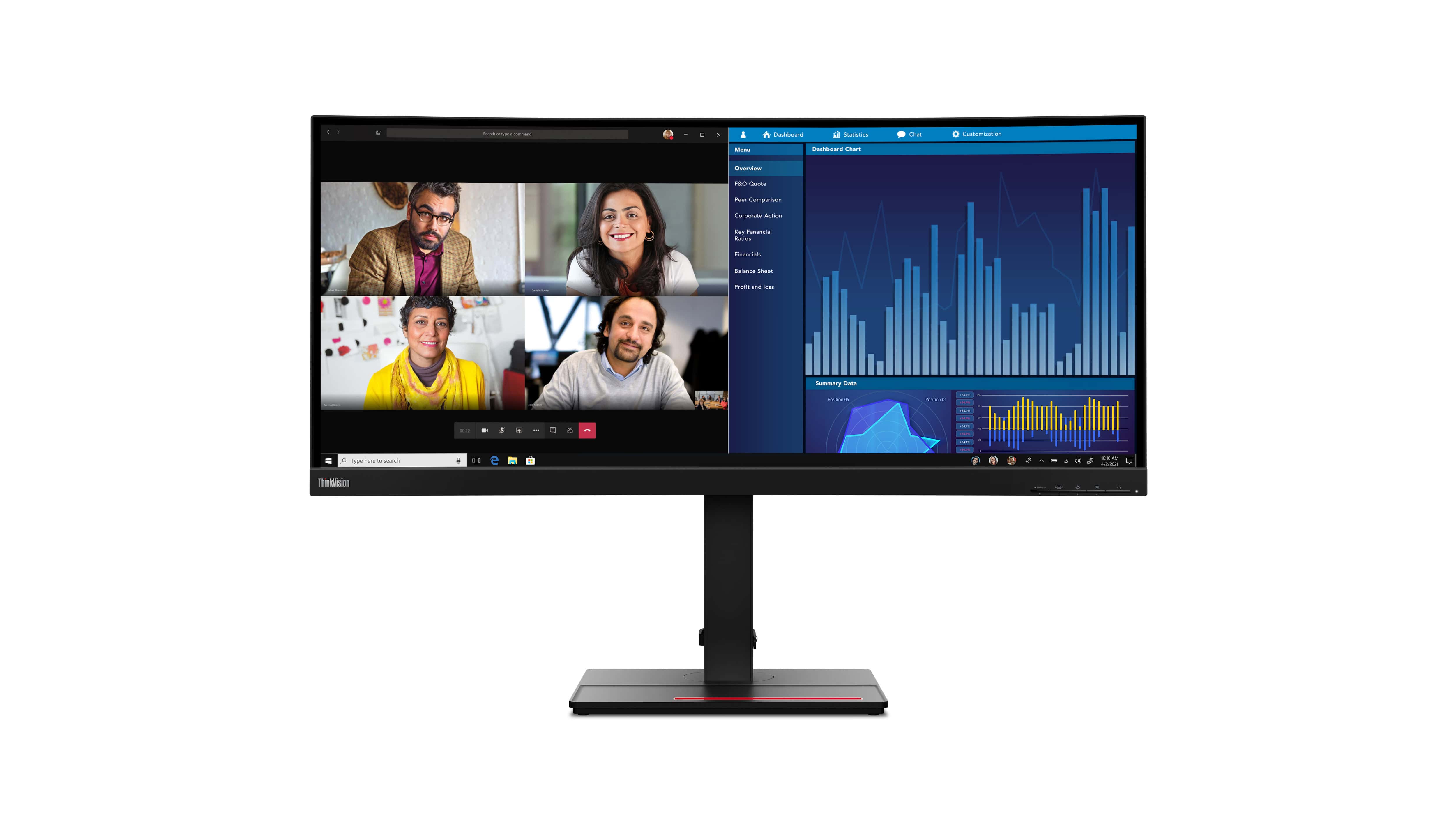 Lenovo ThinkVision P34w-20 LED display 86,7 cm (34.1") 3440 x 1440 Pixels Wide Quad HD Zwart (62DCRAT3EU) thumbnail