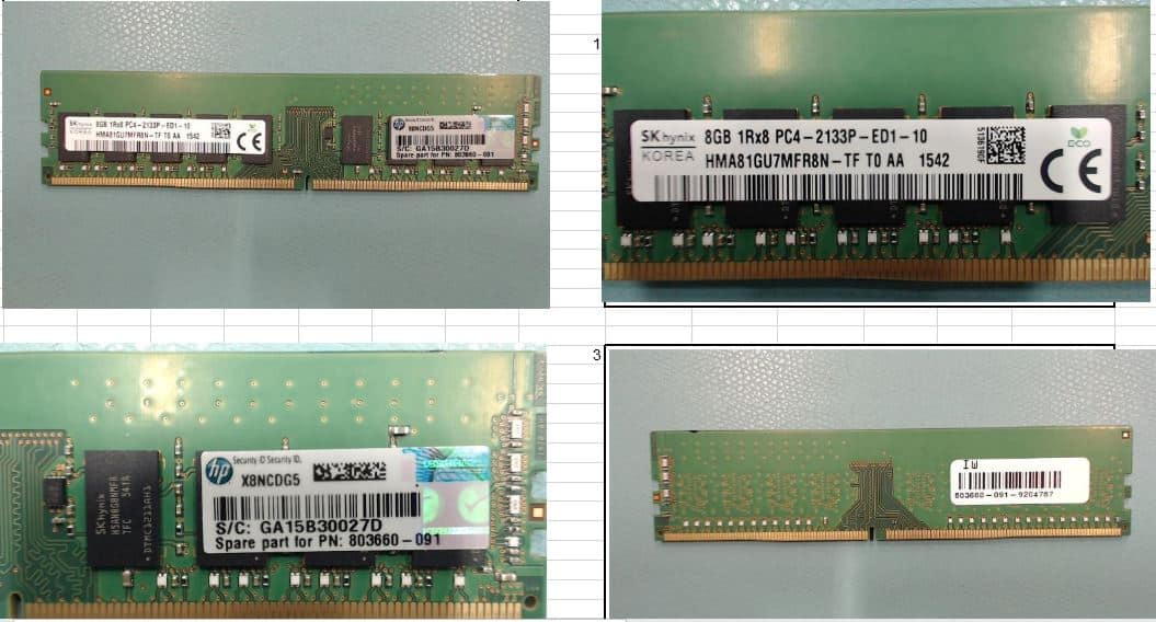 HP MEMORY DIMM 8GB PC4-2133P-E (823170-001-RFB) thumbnail