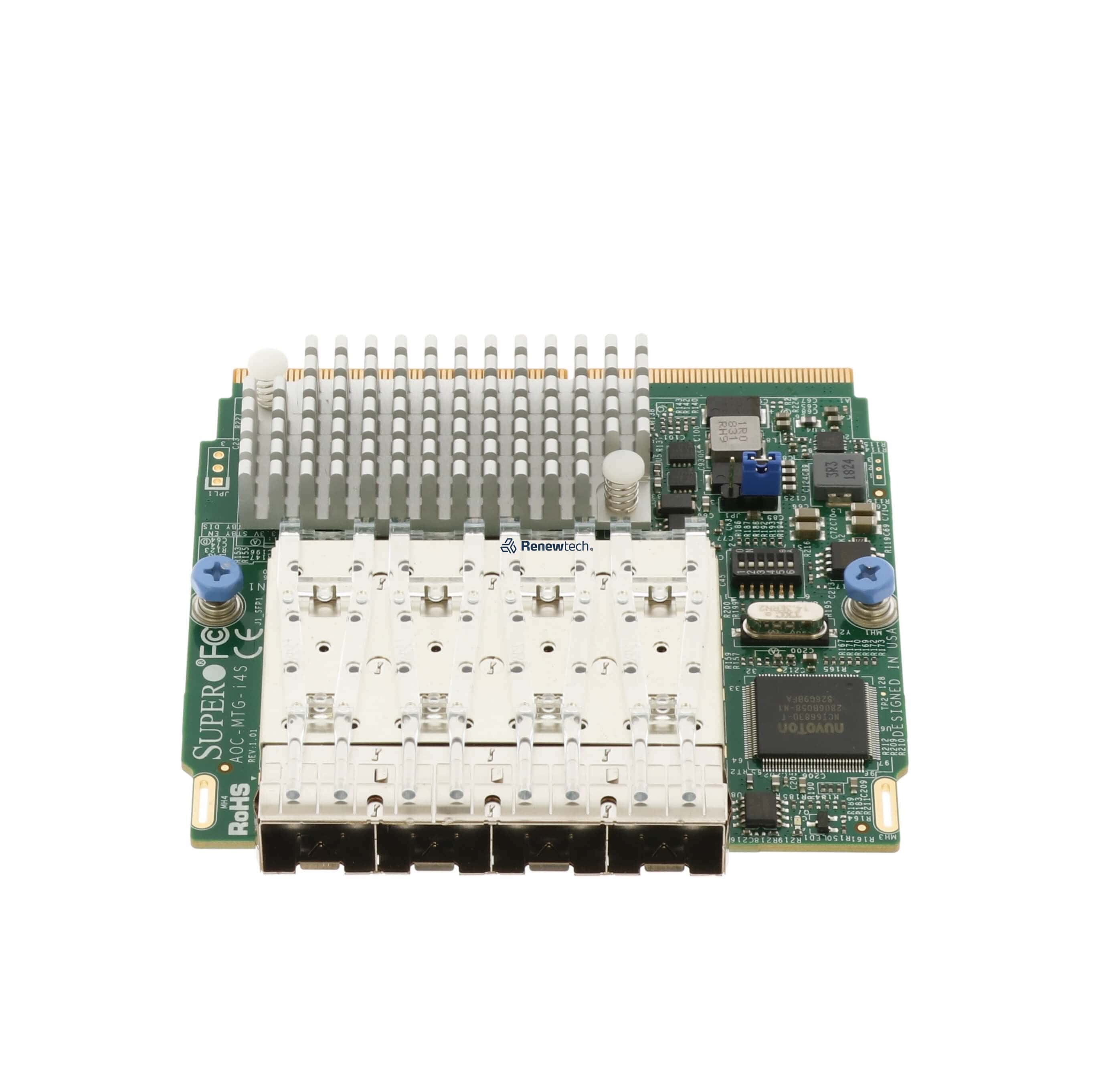 Super Micro Supermicro AOC-MTG-I4S, Built-in, Wired, Fibre, 100000 Mbits, Green, Silver (AOC-MTG-I4S-O) thumbnail